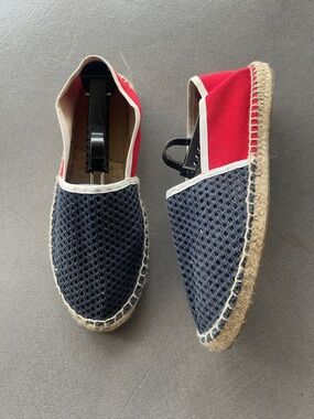 Zara Mens Red White Blue Espadrilles Shoes Size 40